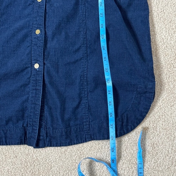 Anthropologie Maeve Dress Corduroy Winchester Blue Tie Front Button Shirt Dress - Picture 16 of 16